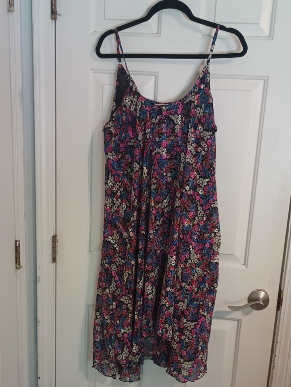 Umgee Black Floral Midi Dress with Pink & Blue Blossoms